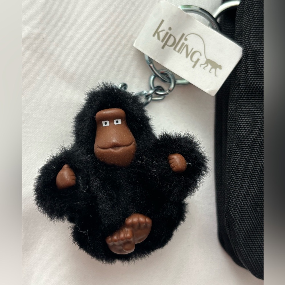 Kipling Black 5-Compartment Cosmetic Pouch w/Gorilla Keychain. EUC. - Picture 3 of 8